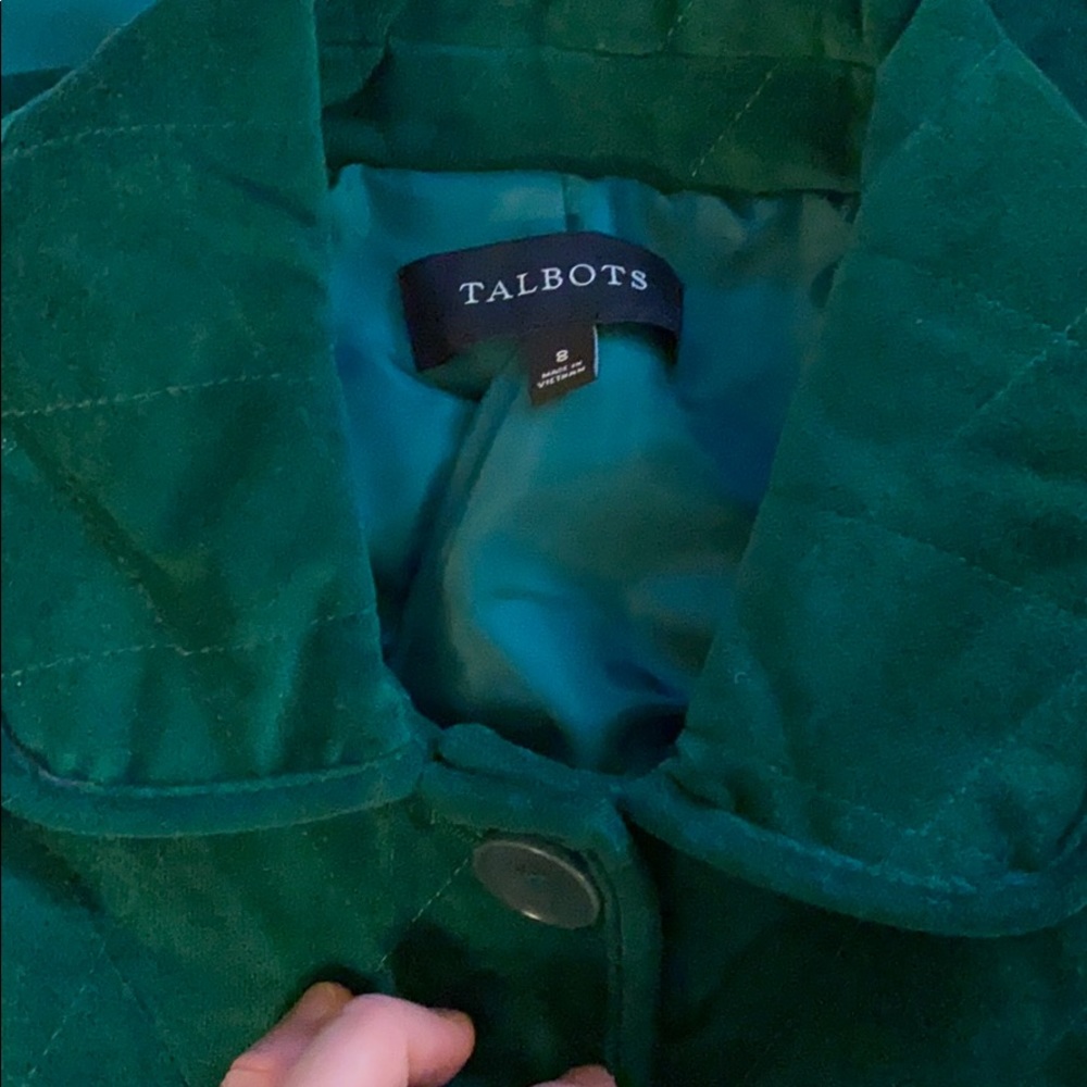 Green velvet button down coat - Picture 8 of 9